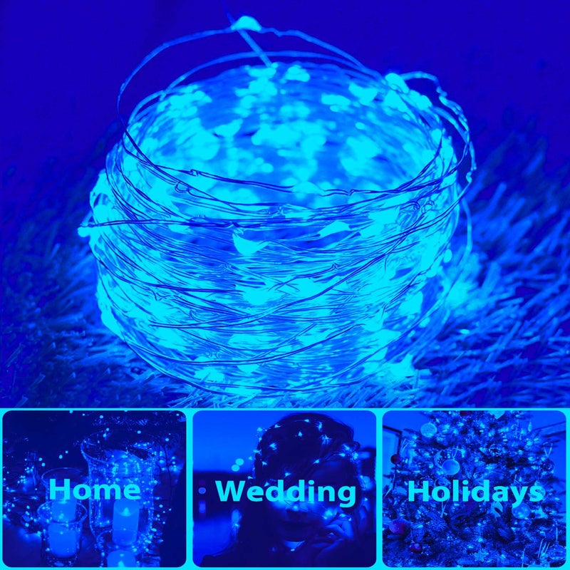 DAYLIGHTIR 2 Pack Total 200 LED 66FT Solar Powered Copper Wire String Lights Outdoor, Waterproof, 8 Modes Fairy Lights for Garden, Patio, Party, Yard, Christmas (Blue) - Image 3